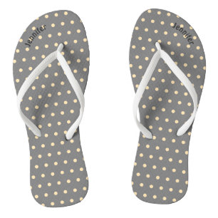 Punto de lunares gris y melocotón - Chanclas