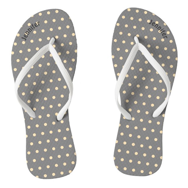 Punto de lunares gris y melocotón - Chanclas (Plantilla)