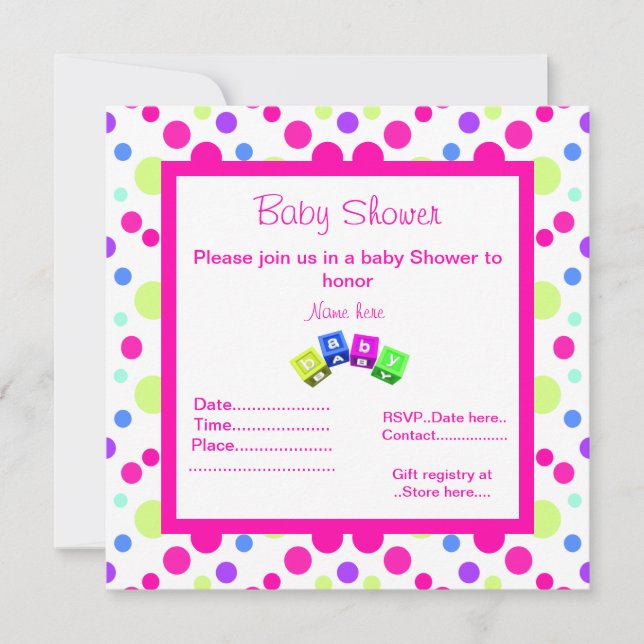 PUNTO DE PINK LUMINOSO POLKA BLOQUEA LA INVITACIÓN (Anverso)