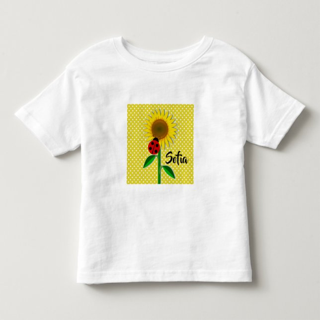Punto de Polka Amarillo y girasol Camiseta bebé (Anverso)