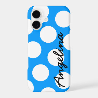 Punto de polka azul y blanco personalizado