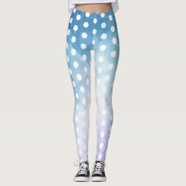 Punto de polka blanco azulado abstracto Leggings