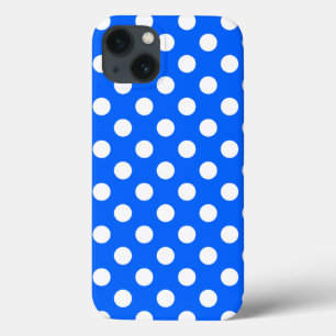 Punto de polka blanco sobre el Funda azul real-Mat