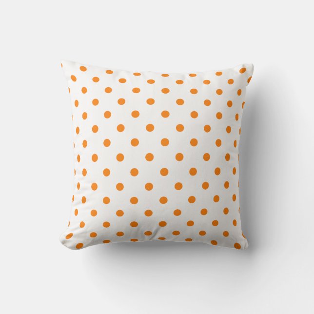 Punto de Polka blanco y naranja en una almohada (Anverso)