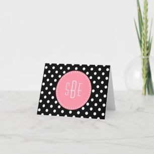 Punto de polka blanco y negro con rosa