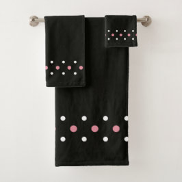 Punto de polka blanco y negro rosa