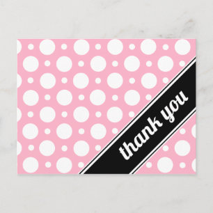 Punto de Polka Blanco y Rosa Gracias Postales