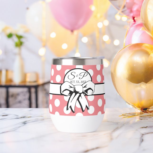 Punto de Polka Blanco y Rosa Personalizado (Despedida de soltero)