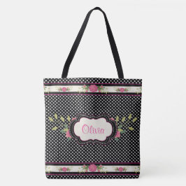 Punto de Polka bonito y bolsa de Tote rosa
