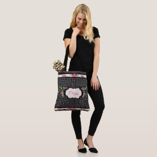 Punto de Polka bonito y bolsa de Tote rosa