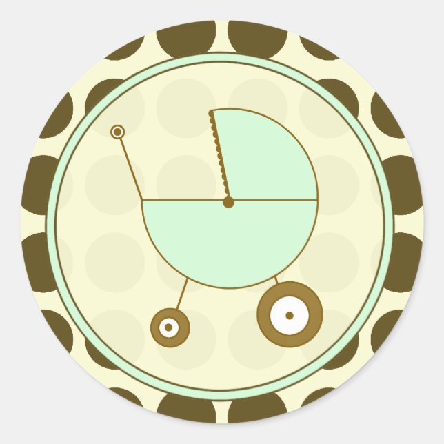 Punto de Polka marrón y Pegatina de Carrito Bebé V (Anverso)