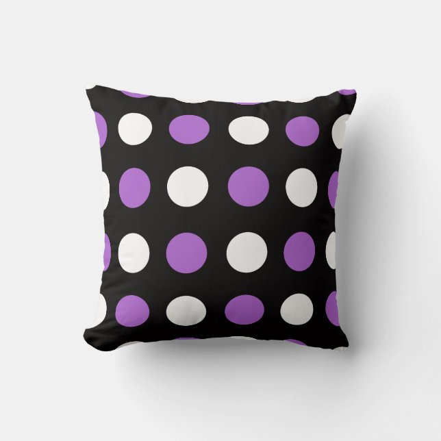 Punto de Polka morado y blanco sobre almohada de a (Anverso)