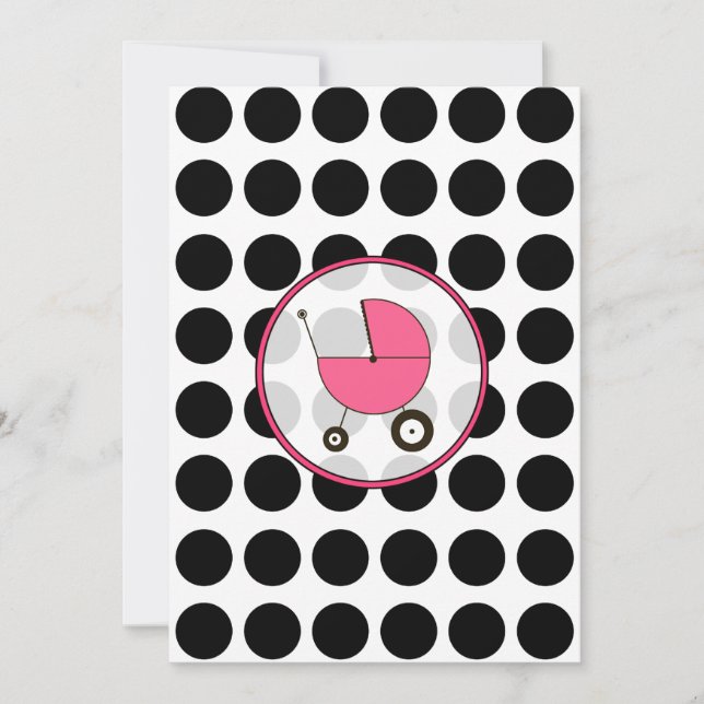 Punto de polka negro / Invitación de Baby Shower r (Anverso)