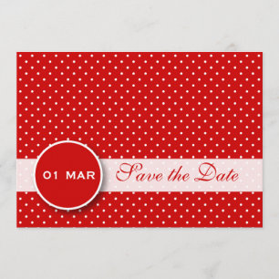 Punto de polka rojo y blanco salva la invitación a