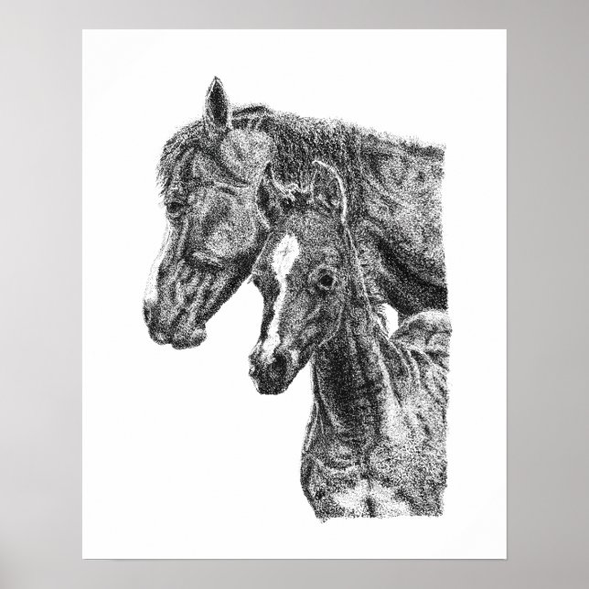 Punto de yegua Potro Caballo Potro Equino Arte Fin (Frente)