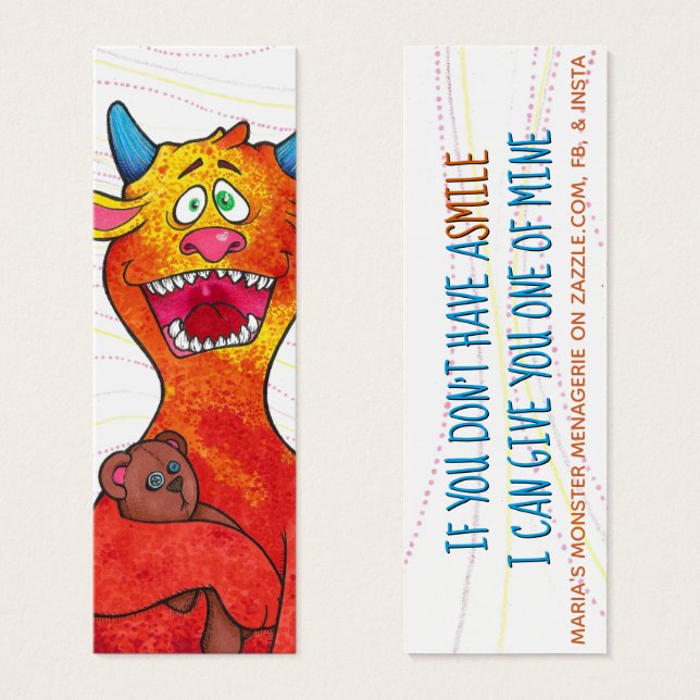 Punto del monstruo, con comillas, tarjetas de feli (Anverso y reverso)