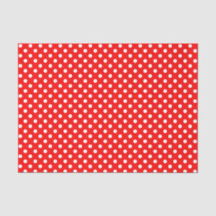 Punto del Polka Blanco en papel de tejido rojo