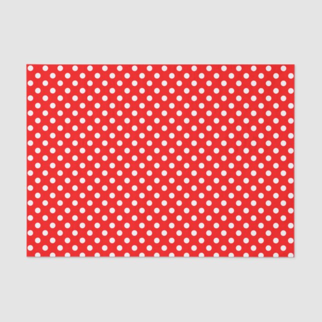 Punto del Polka Blanco en papel de tejido rojo (Anverso)