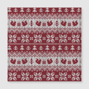 Punto, Navidades, ardillas, patrón vintage.