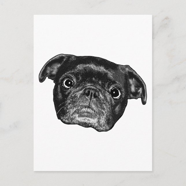 Punto Pug Sonriente Postal (Anverso)