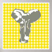 Punto Safari amarillo dorado con elefante de arte 
