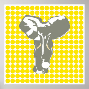 Punto Safari amarillo dorado con elefante de arte 