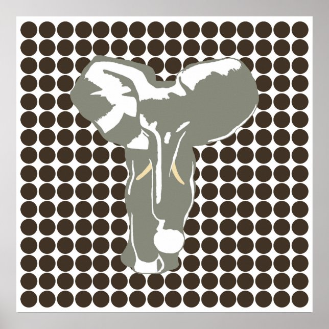 Punto Safari de Cola con Elefante de Arte Pop (Frente)