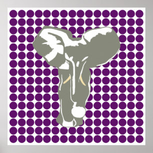 Punto safari violeta africano con elefante de arte