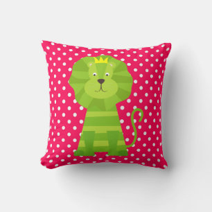 Puntos blancos en rosa profundo con almohada de le