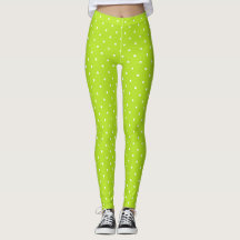 Puntos blancos pequeños en leggings verde lima