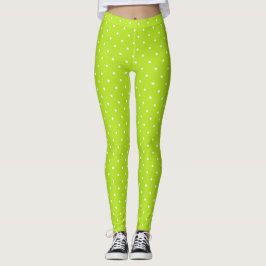 Puntos blancos pequeños en leggings verde lima