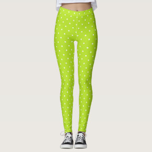 Puntos blancos pequeños en leggings verde lima