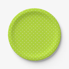 Puntos blancos pequeños en plato de papel verde li
