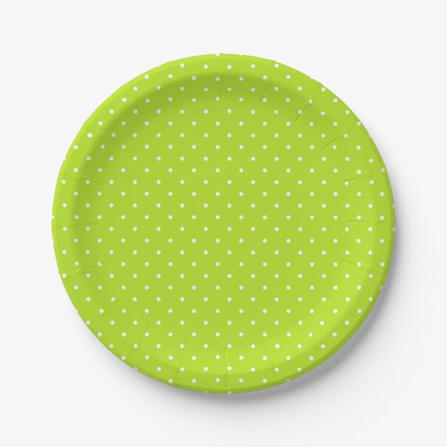 Puntos blancos pequeños en plato de papel verde li (Anverso)