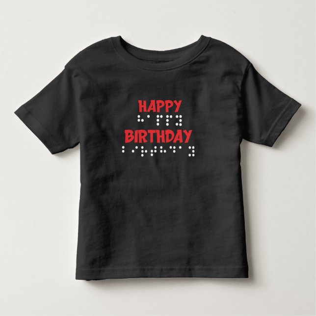 Puntos Braille: camiseta feliz cumpleaños ciega (Anverso)