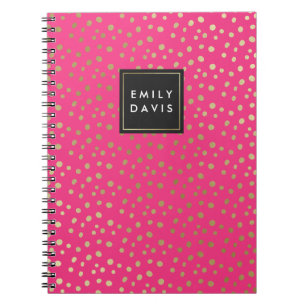 Puntos calientes rosados y dorados   Cuaderno