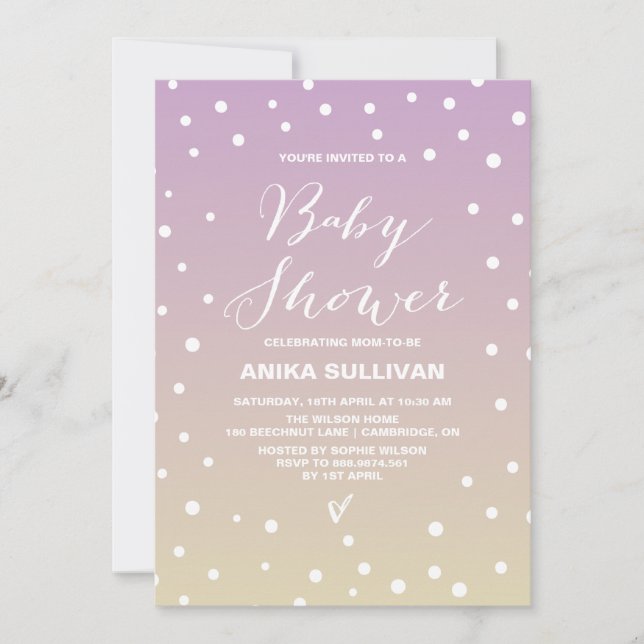 Puntos Confetti | Invitación a Baby Shower de Lila (Anverso)