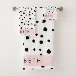 Puntos dálmatas, puntos, negro y blanco, tu nombre