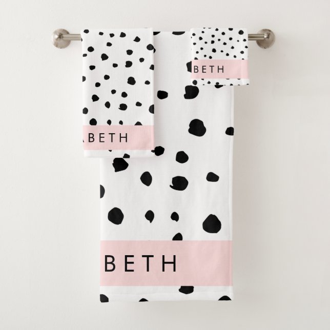 Puntos dálmatas, puntos, negro y blanco, tu nombre (In situ)