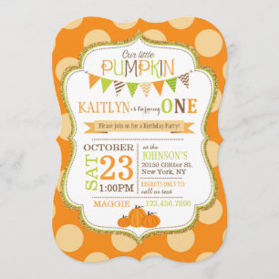 Puntos de caída y calabazas Invitación al cumpleañ
