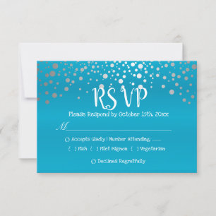 Puntos de confeti azul turquesa y plateado - RSVP