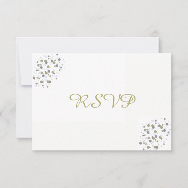 Puntos de confeti azules dorados RSVP (Anverso)