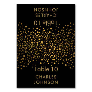 Puntos de confeti de negro y oro - Tarjetas de pla