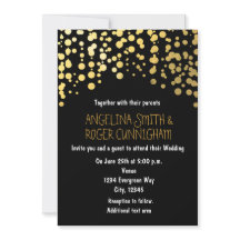 Puntos de confeti de papel de oro Invitación de bo