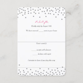 Puntos de confeti gris y rosado Boda Tarjetas RSVP