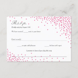 Puntos de confeti rosado y gris Boda Tarjetas RSVP