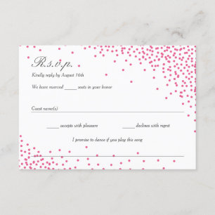 Puntos de confeti rosado y gris Boda Tarjetas RSVP