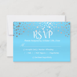 Puntos de confetti azul y plateado bebé - RSVP