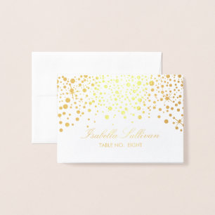 Puntos de confetti blancos y dorados Tarjetas de
