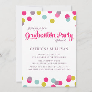 PUNTOS DE CONFETTI COLORIDOS INVITACIÓN DE GRADU